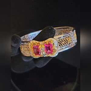 Antique Vintage Art Deco Silver and Gold Tone Bracelet